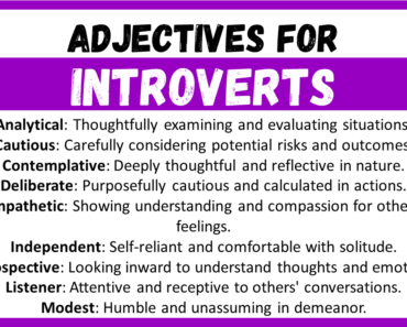 20+ Best Words to Describe Introverts, Adjectives for Introverts