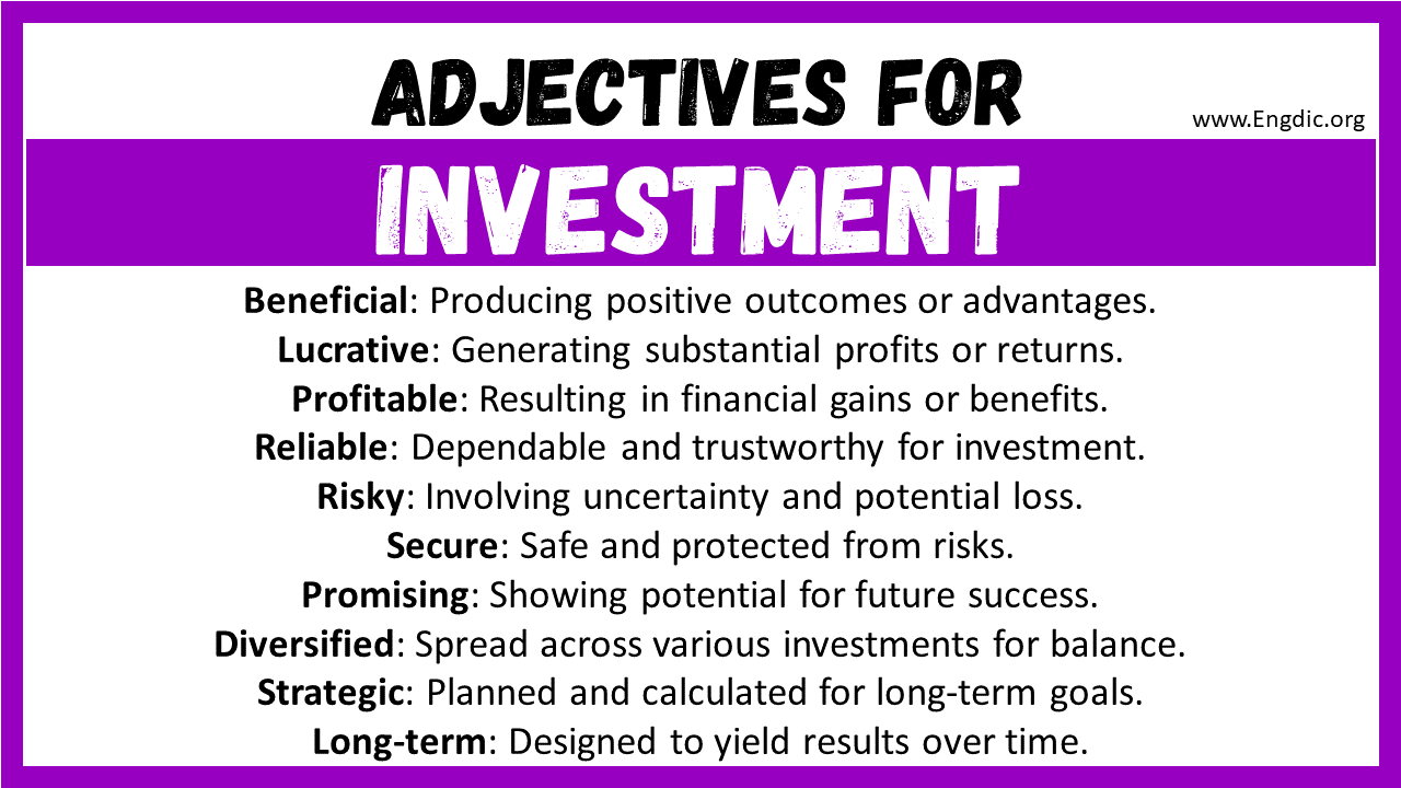 Adjectives for Investment