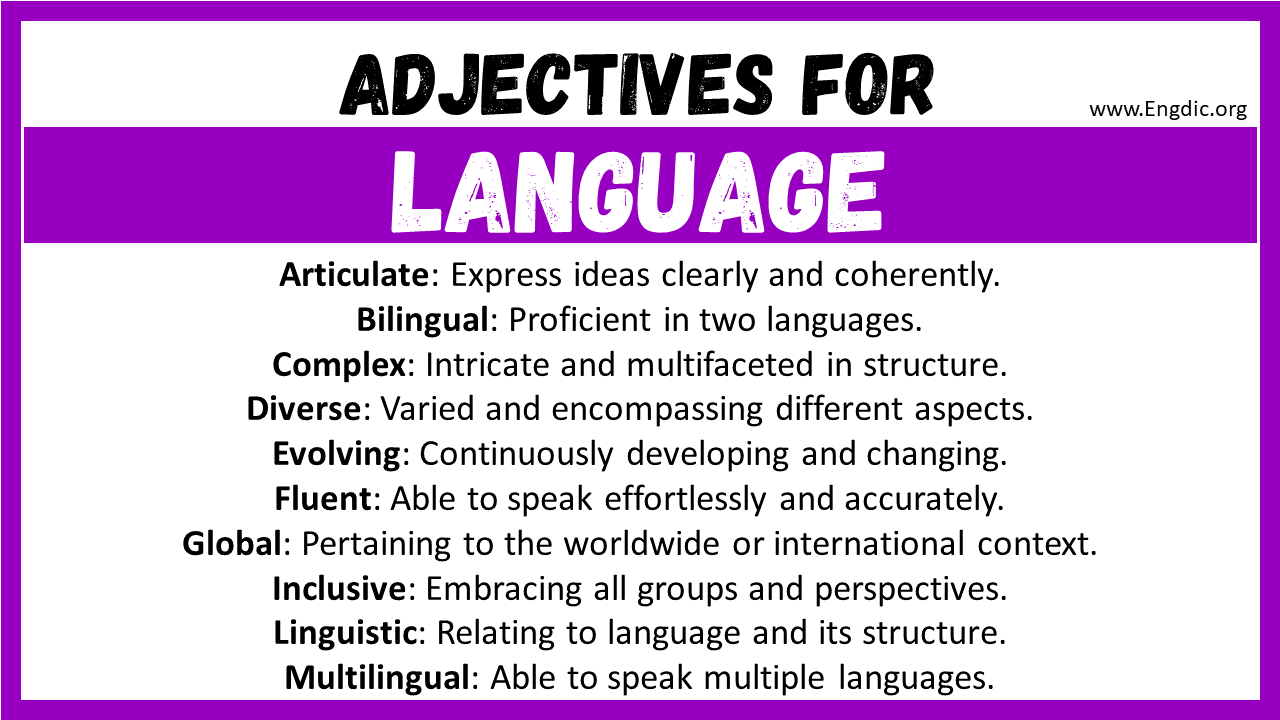 Adjectives for Language