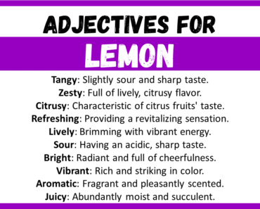 20+ Best Words to Describe Lemon, Adjectives for Lemon