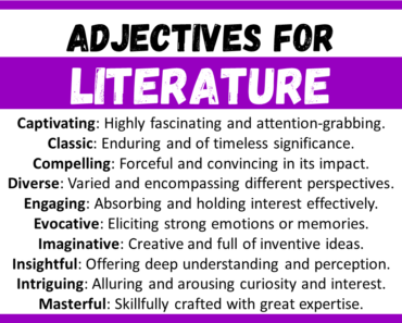 20+ Best Words to Describe Literature, Adjectives for Literature
