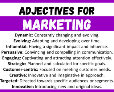 20+ Best Words to Describe Marketing, Adjectives for Marketing