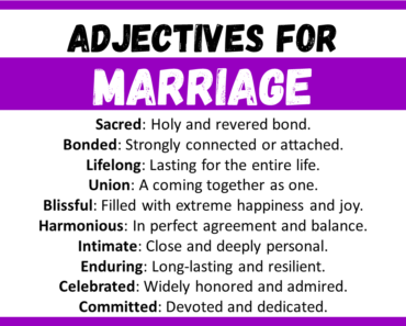 20+ Best Words to Describe Marriage, Adjectives for Marriage