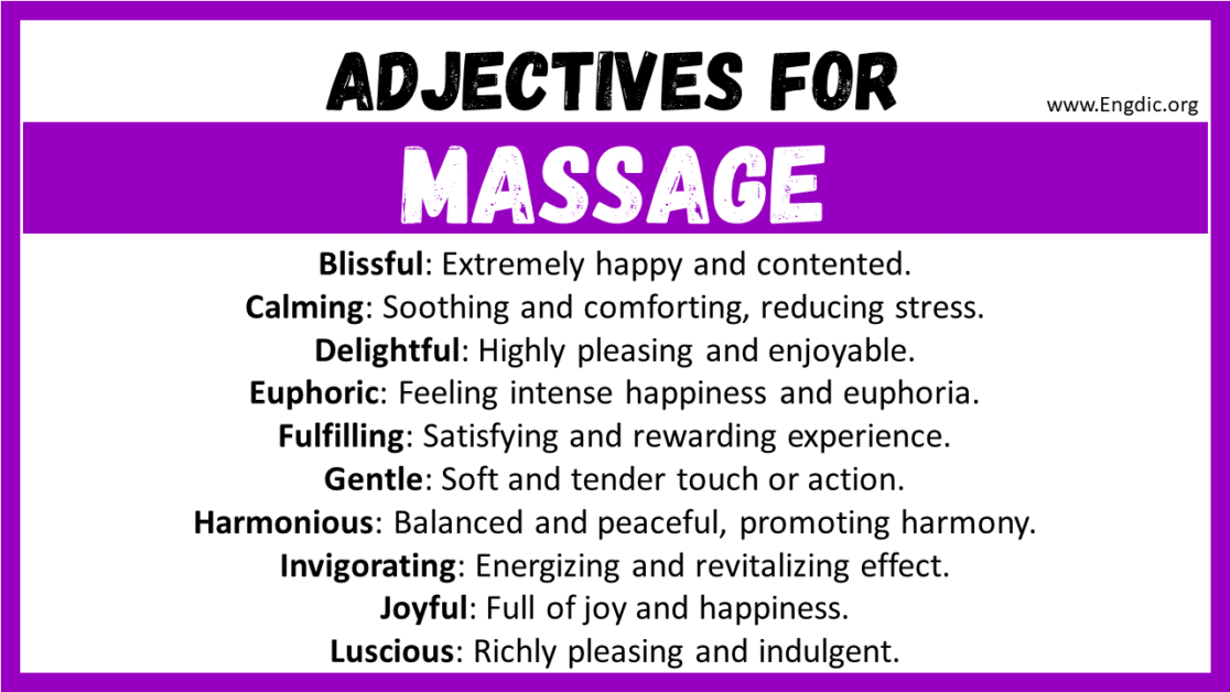 20+ Best Words To Describe Massage, Adjectives For Massage - EngDic