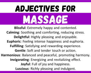 20+ Best Words to Describe Massage, Adjectives for Massage