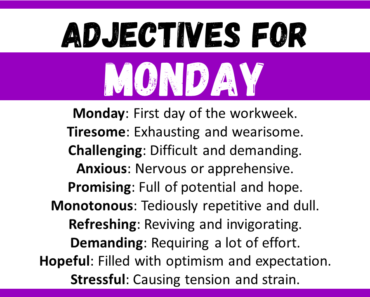 20+ Best Words to Describe Monday, Adjectives for Monday