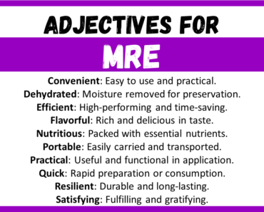 20+ Best Words to Describe Mre, Adjectives for Mre