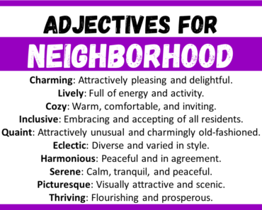 20+ Best Words to Describe Neighborhood, Adjectives for Neighborhood