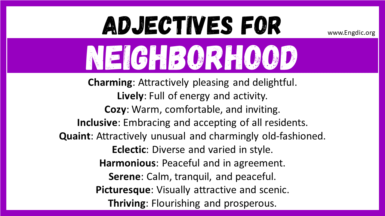 Adjectives for Neighborhood