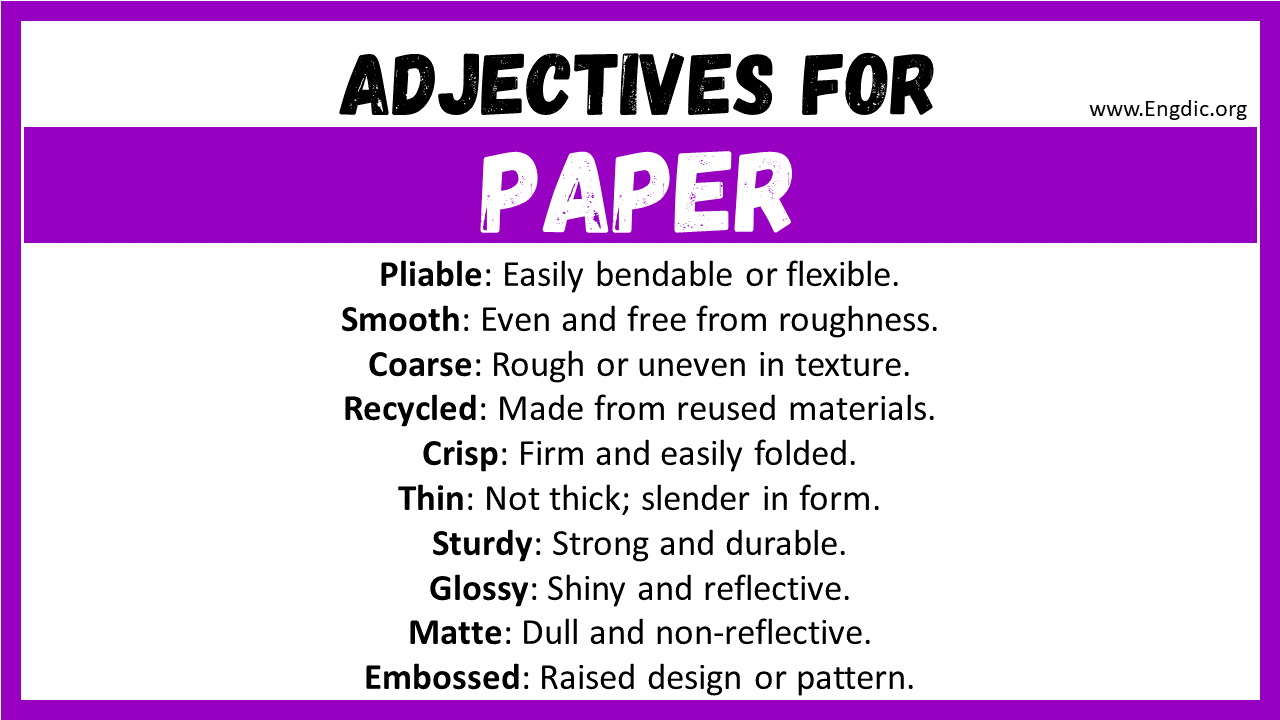 Adjectives for Paper