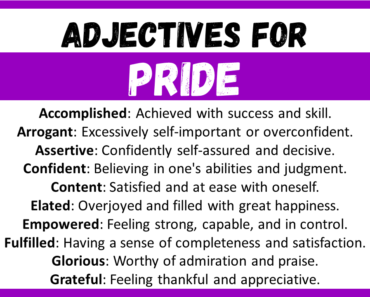 20+ Best Words to Describe Pride, Adjectives for Pride