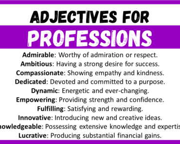 20+ Best Words to Describe Professions, Adjectives for Professions