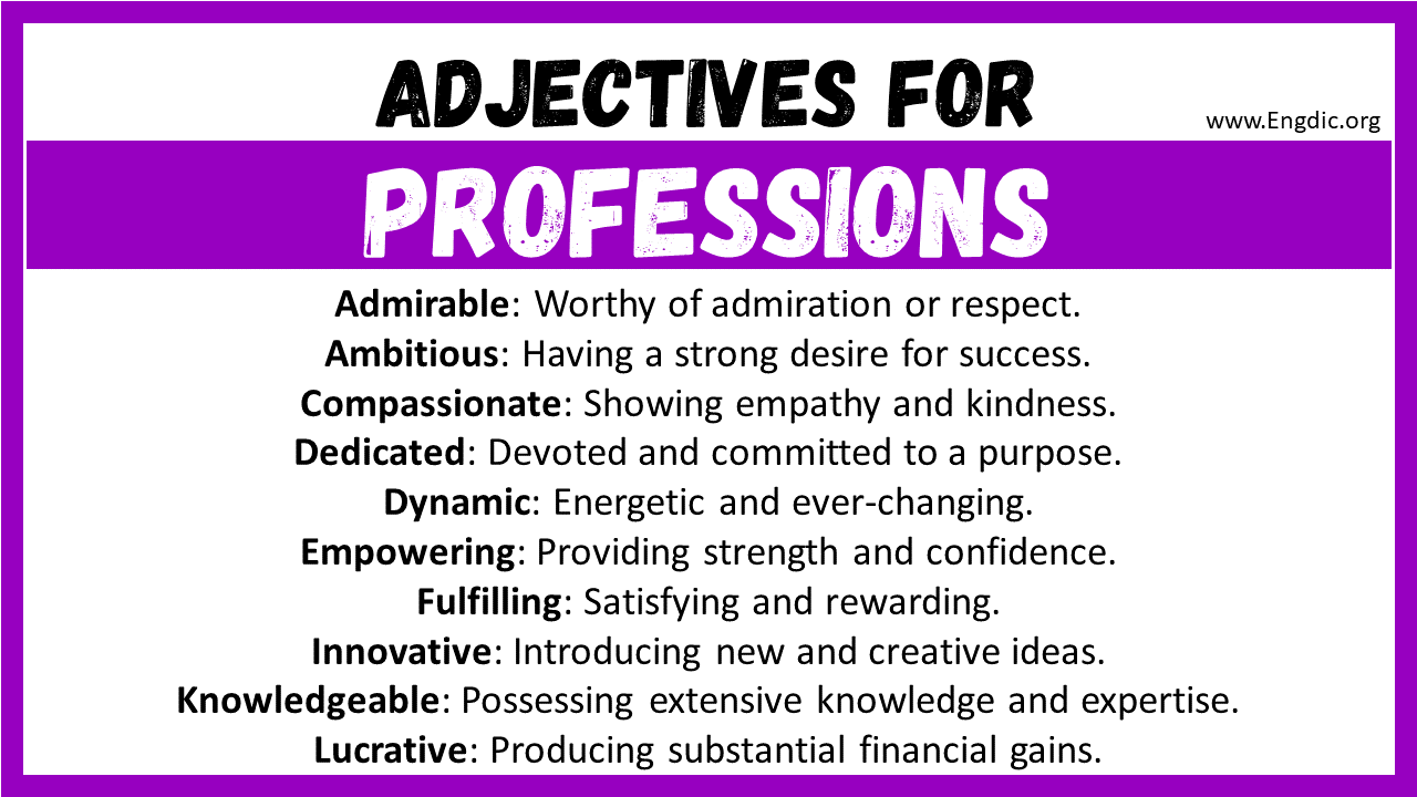 Adjectives for Professions