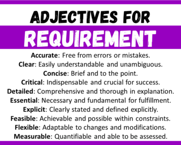 20+ Best Words to Describe Requirement, Adjectives for Requirement