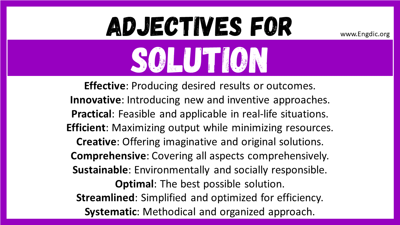 Adjectives for Solution