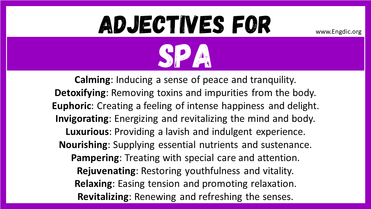 Adjectives for Spa