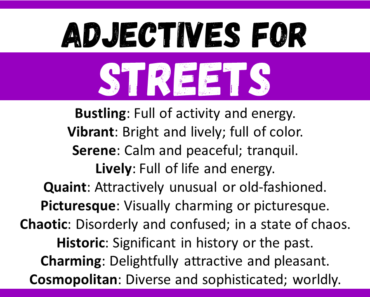 20+ Best Words to Describe Streets, Adjectives for Streets