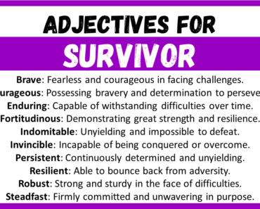 20+ Best Words to Describe Survivor, Adjectives for Survivor