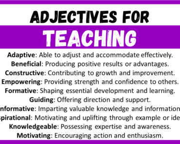 20+ Best Words to Describe Teaching, Adjectives for Teaching