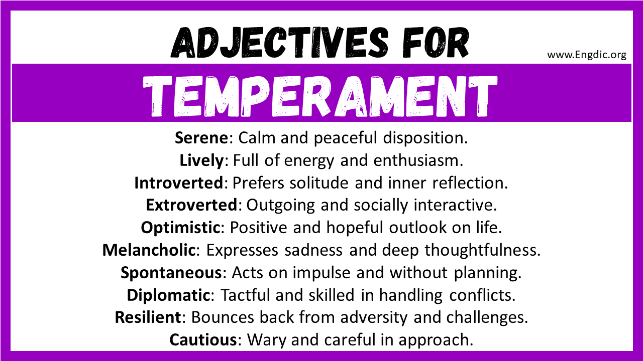 Adjectives for Temperament