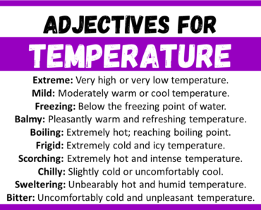  20+ Best Words to Describe Temperature, Adjectives for Temperature