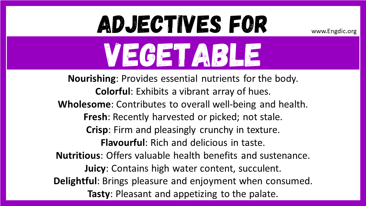 Adjectives for Vegetable