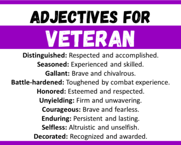 20+ Best Words to Describe Veteran, Adjectives for Veteran