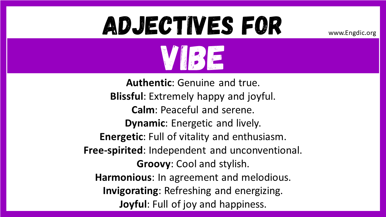 Adjectives for Vibe