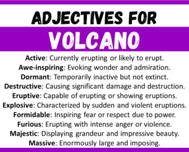 20+ Best Words to Describe Volcano, Adjectives for Volcano