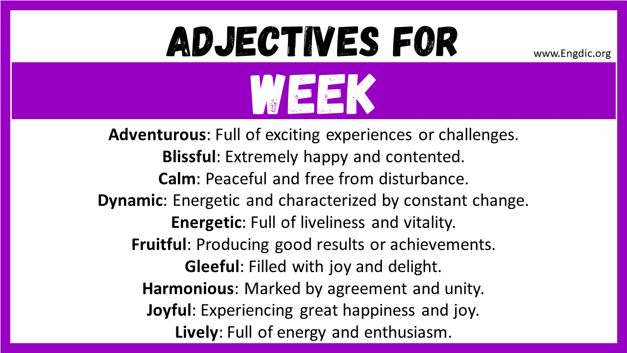Adjectives for Week