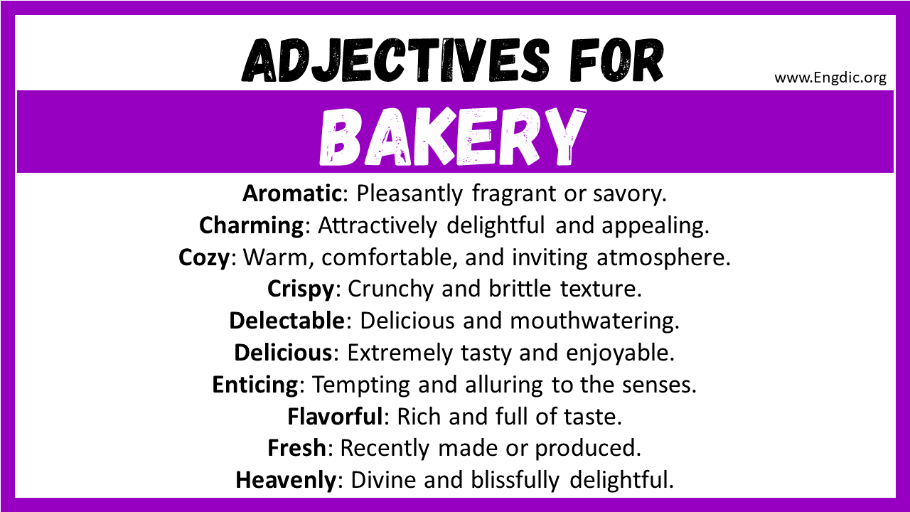 Adjectives words to describe Bakery