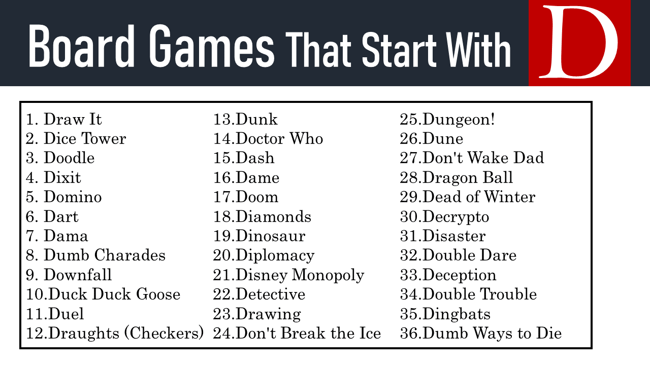 Board Games That Start With D