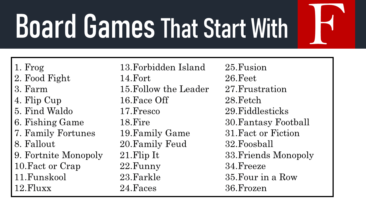 Board Games That Start With F