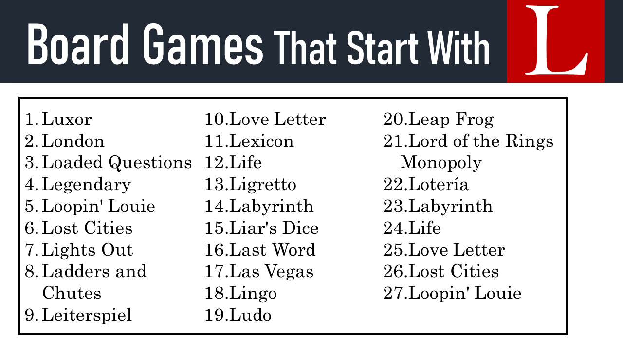 Board Games That Start With l