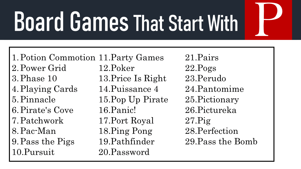 Board Games That Start With p