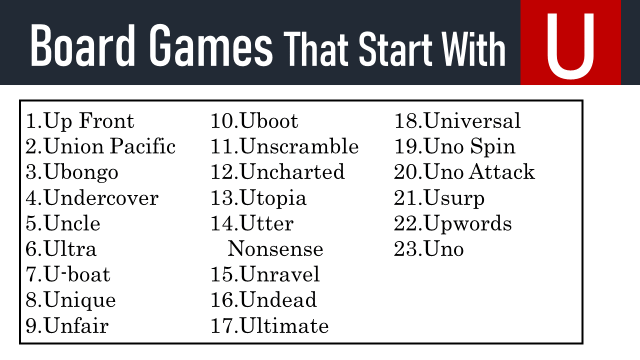 Board Games That Start With u