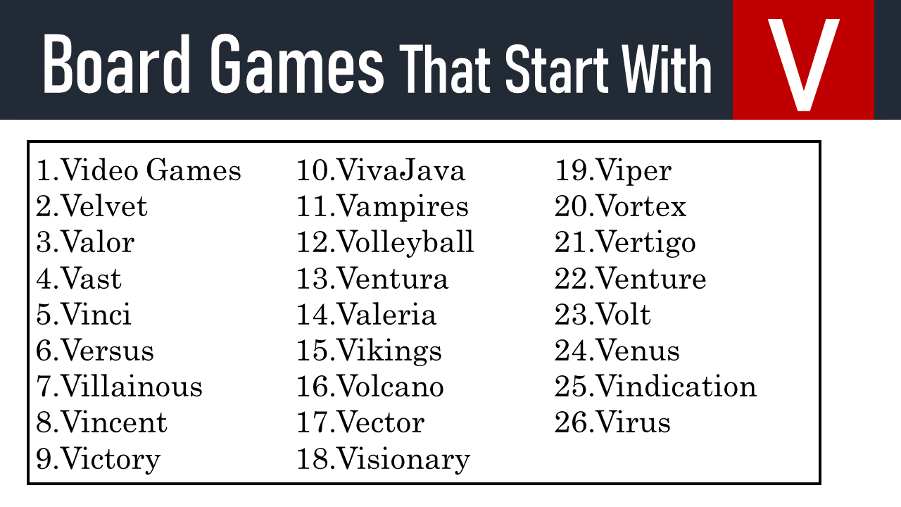 Board Games That Start With v