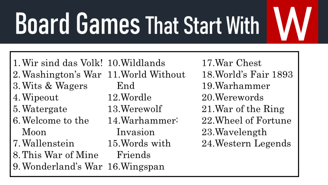 Games That Start With W