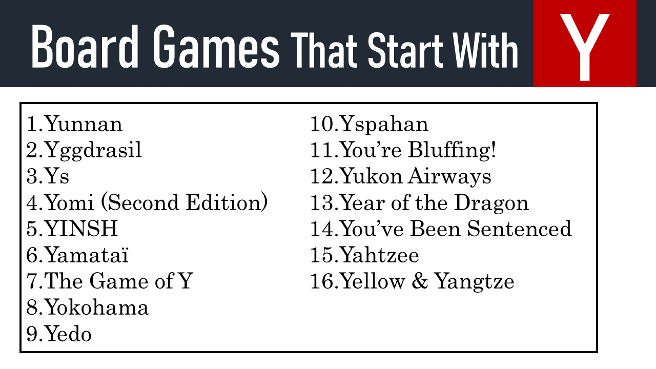 Board Games That Start With y