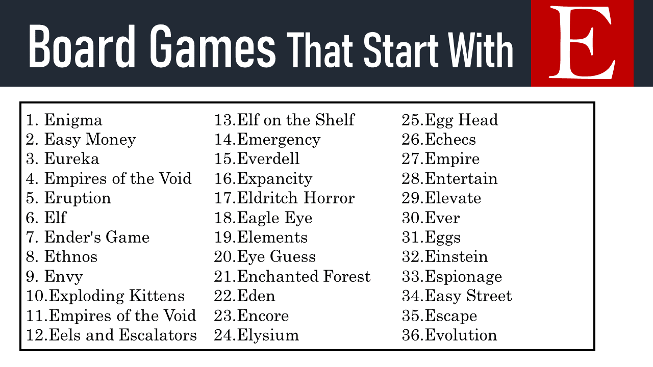 Board Games That Start With