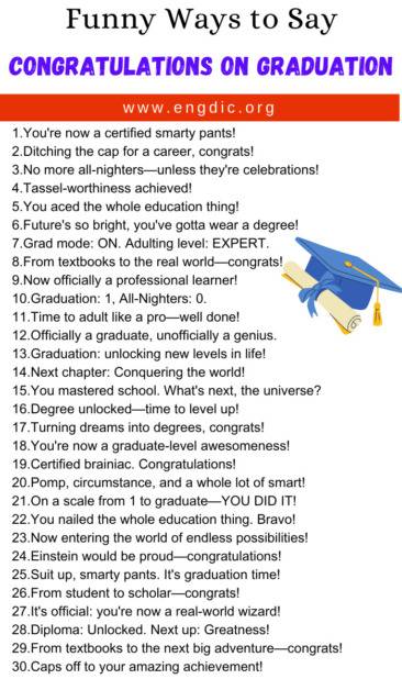 30 Funny Ways to Say Congratulations On Graduation - EngDic