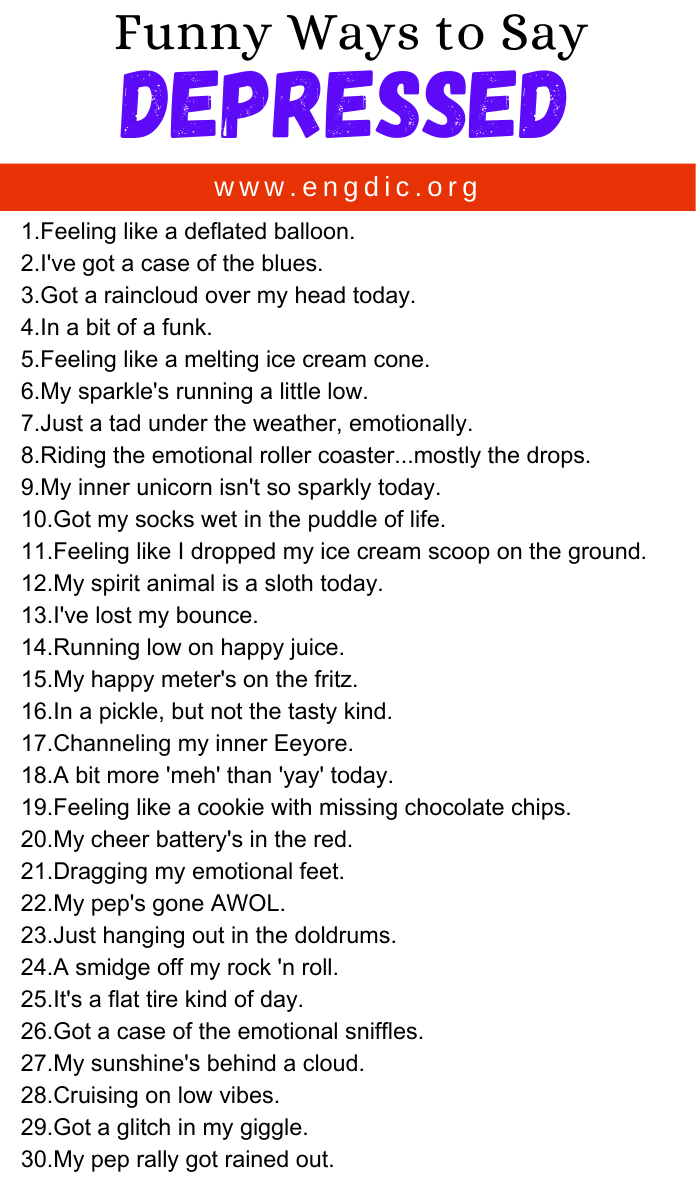 Funny Ways to Say Depressed