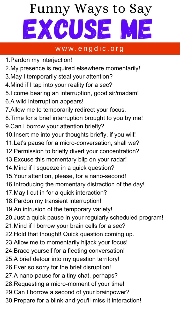 Funny Ways to Say Excuse me