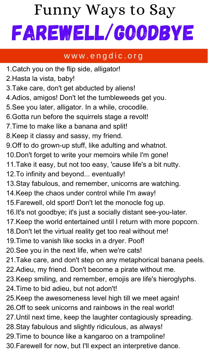 Funny Ways to Say Farewell Goodbye