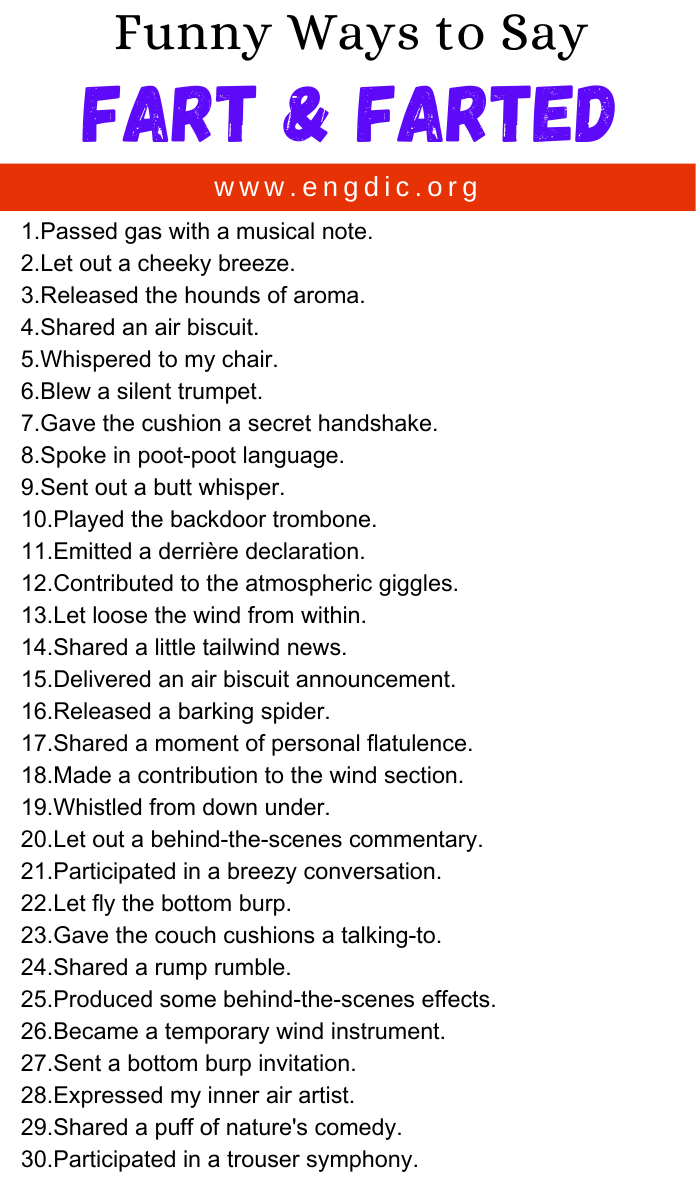 Funny Ways to Say Fart & Farted Funny Ways to Say Fart & Farted