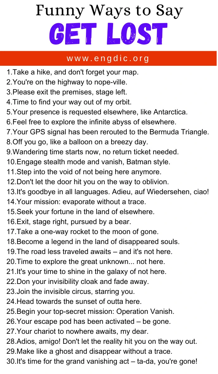 Funny Ways to Say GET LOST Funny Ways to Say GET LOST