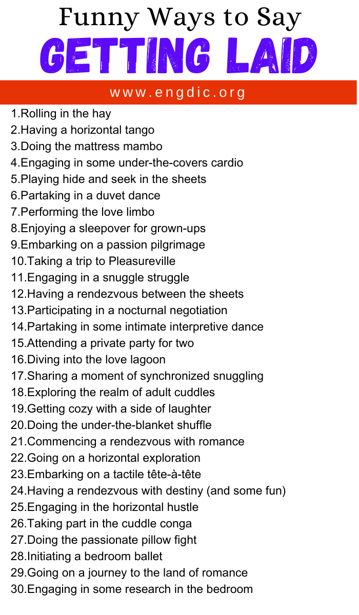 Funny Ways to Say Getting Laid