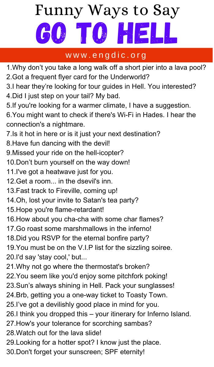 Funny Ways to Say Go To Hell