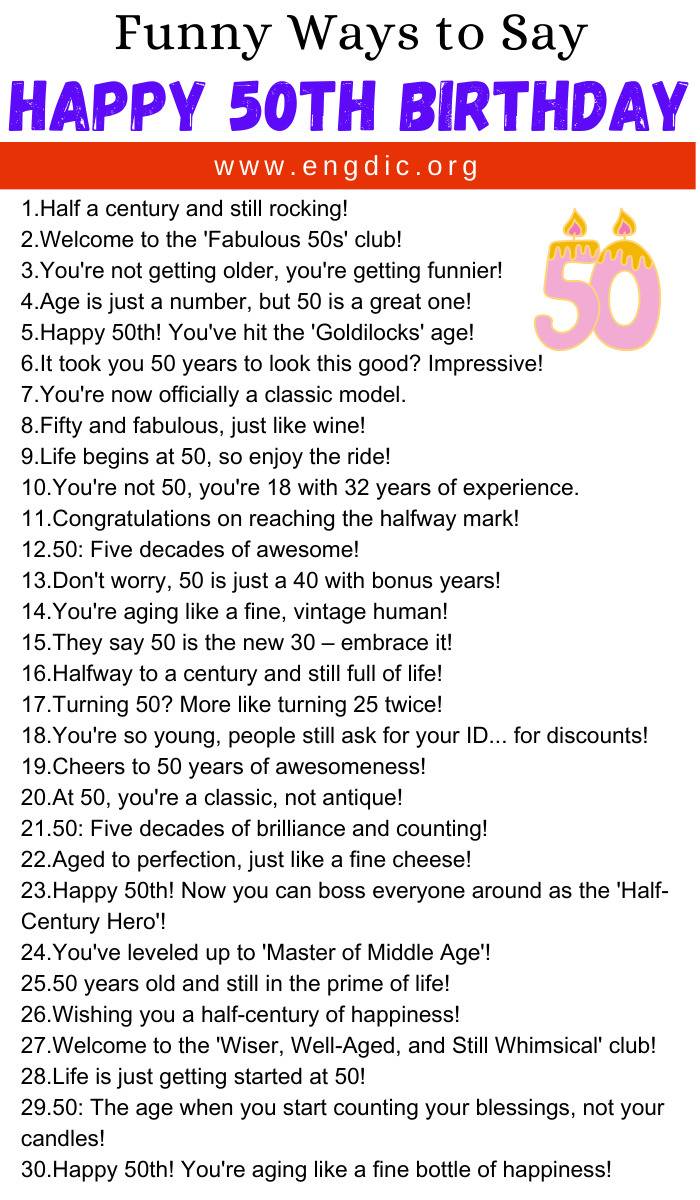 Funny Ways to Say Happy 50th Birthday