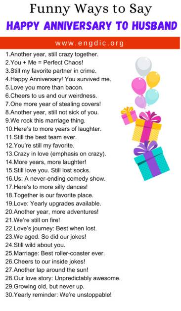 30 Funny Ways to Say Happy Anniversary - EngDic